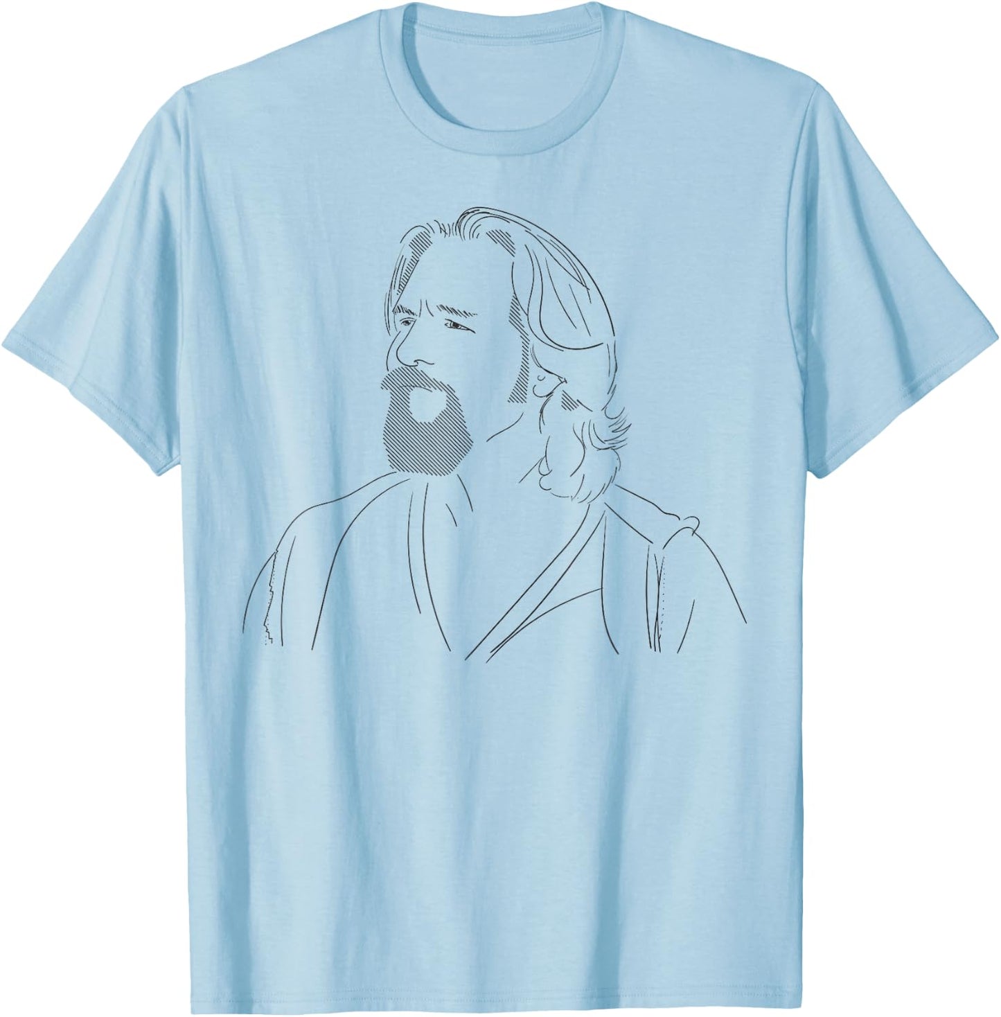 Sketch of the portrait of Big Lebowski The Dude , white, S T-Shirt - T-Shirt | Light Blue