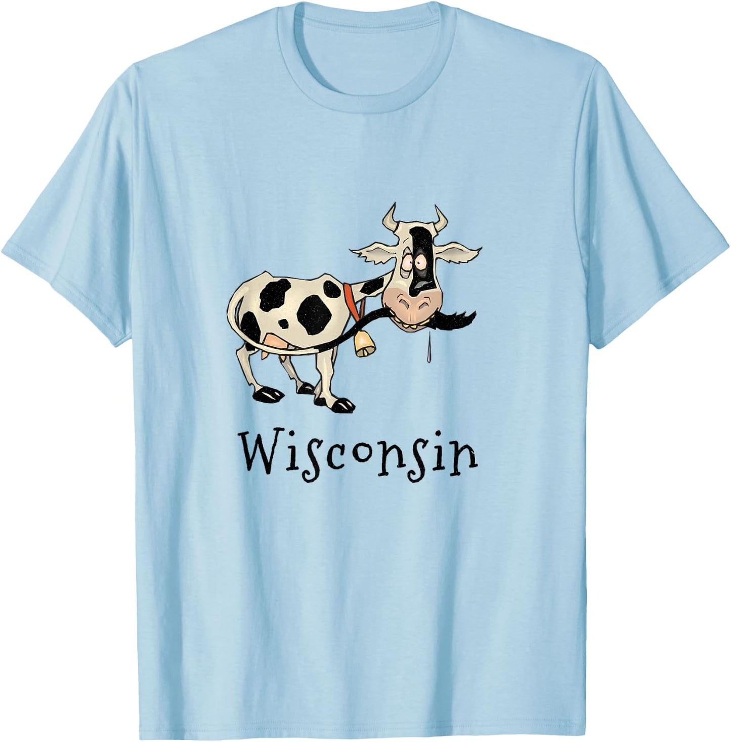 Wisconsin Silly Funny Whimsy Dairy Cow Farm Holstein T-Shirt - T-Shirt | Light Blue