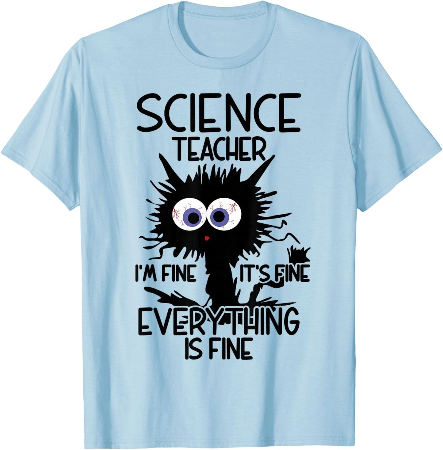 Science Teacher Appreciation Merch -Adults, -Youth Grey Classic Fit Modern Science Theme Cartoon T-Shirt - T-Shirt | Light Blue