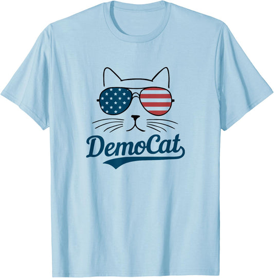 Democat Funny Democrat Cat T-Shirt - T-Shirt | Light Blue