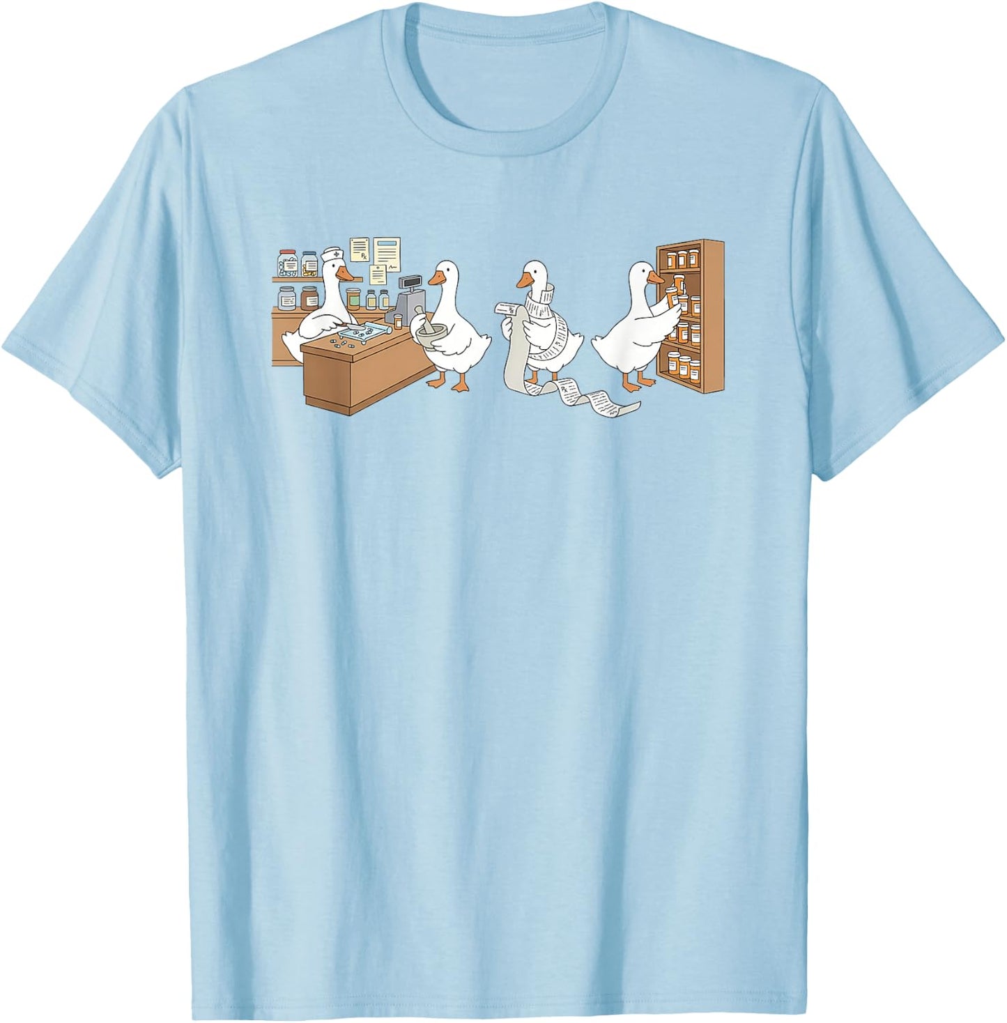 Women Funny Goose Pharmacy Pharmacist Animal Lover T-Shirt - T-Shirt | Light Blue