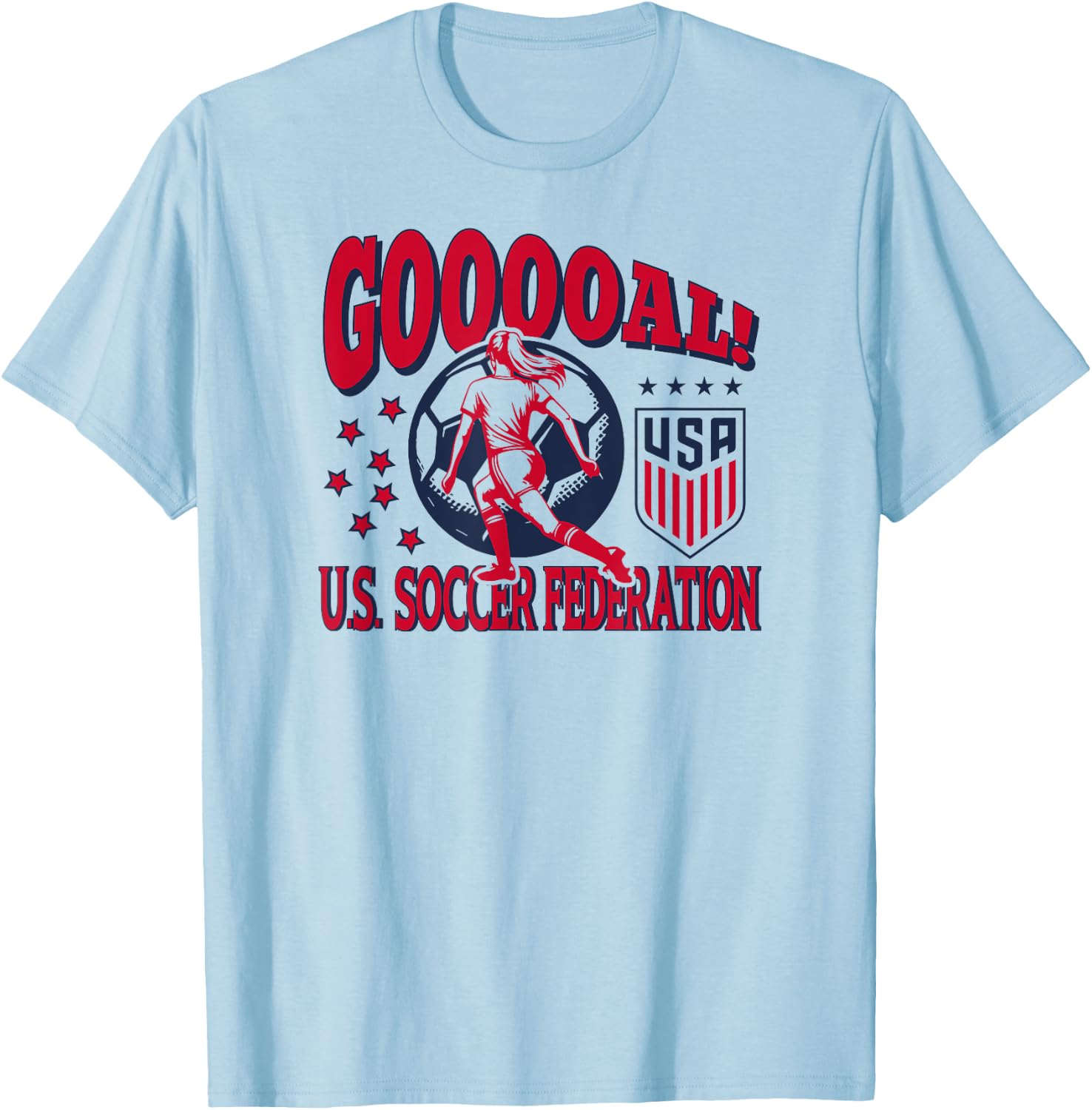 U.S. Soccer Federation Goal White USWNT Officially Licensed T-Shirt - T-Shirt | Light Blue