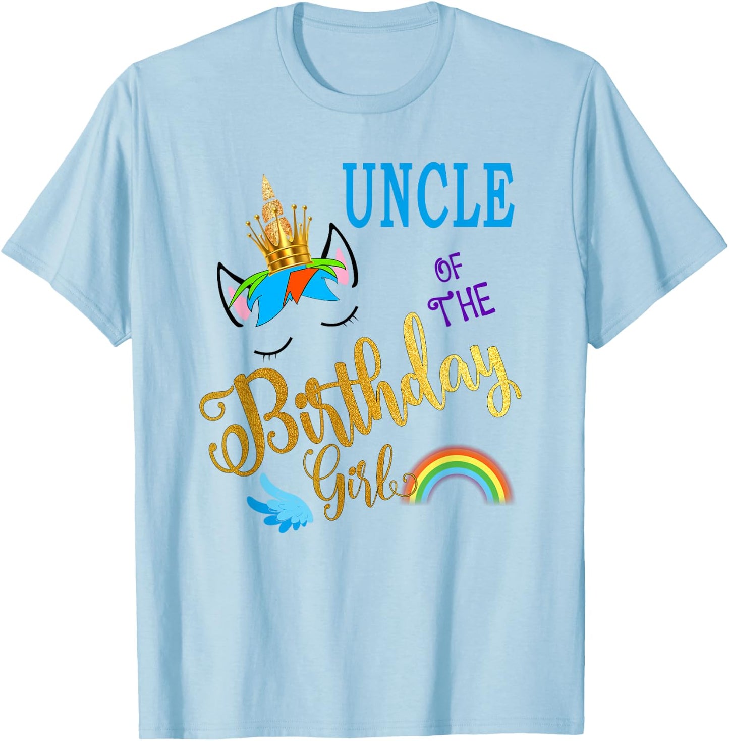 Uncle of The Birthday for Girl Uncle Unicorn First Birthday T-Shirt - T-Shirt | Light Blue