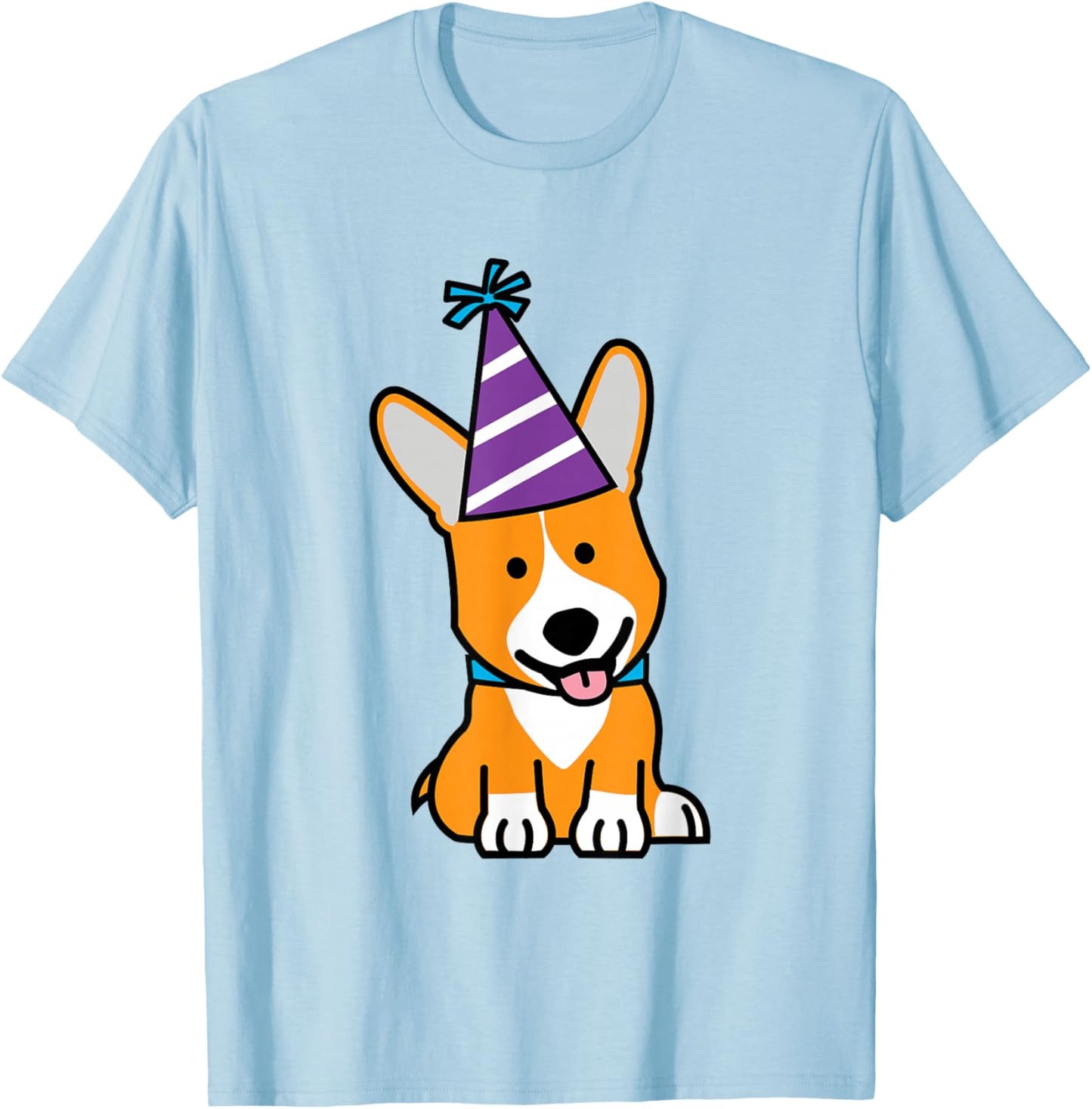 Happy Birthday Party Hat Corgi Welsh dog puppy T-Shirt - T-Shirt | Light Blue