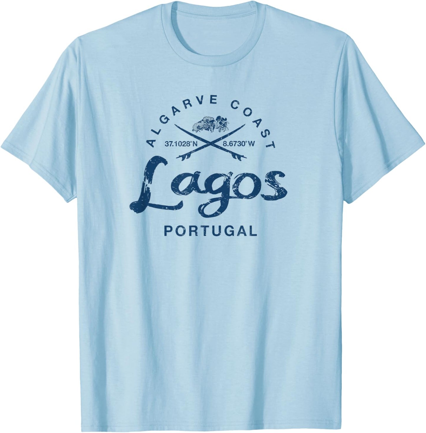 Portugal Lagos Surfing Vintage T-Shirt - T-Shirt | Light Blue