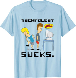 Beavis and Butt-Head Technology is Scheiße , gray, s T-Shirt - T-Shirt | Light Blue