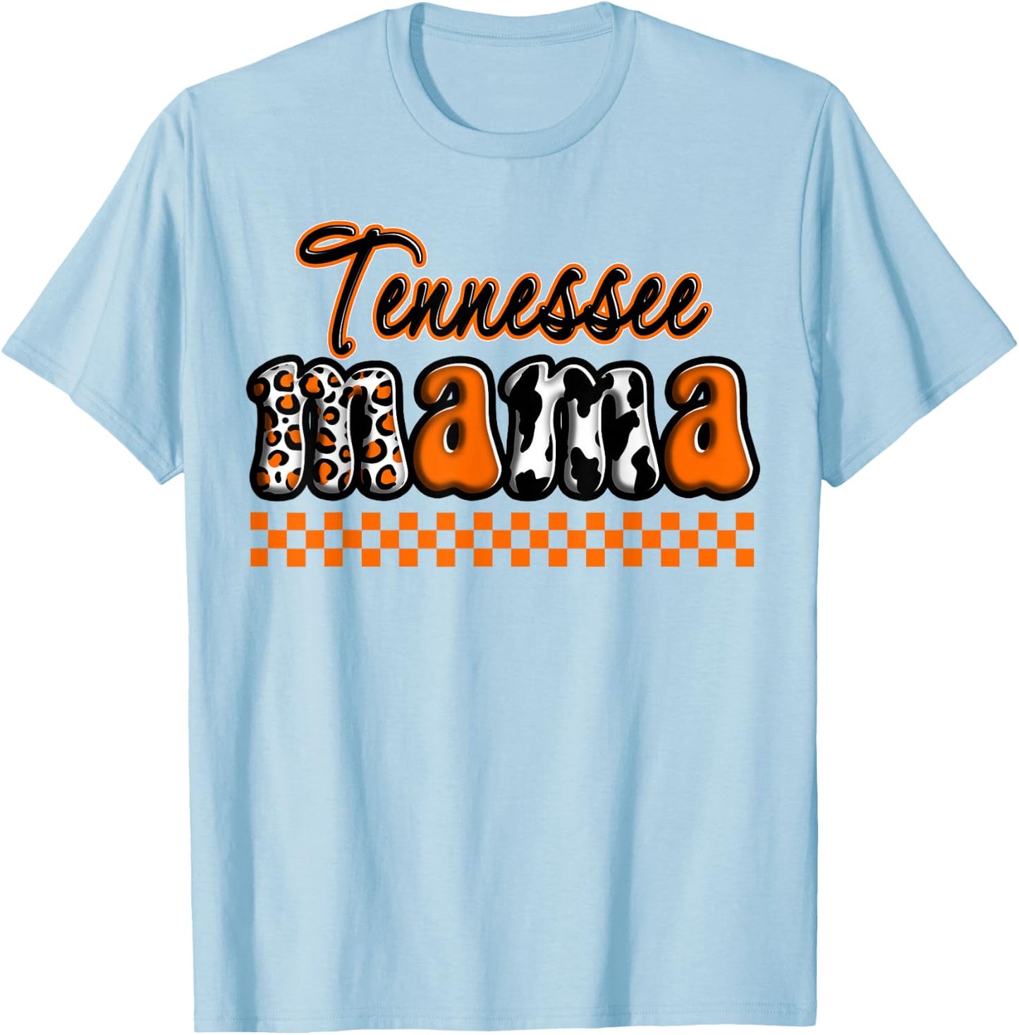 Tennessee Mama Mom Mommy Retro Checker Cheetah Country T-Shirt - T-Shirt | Light Blue