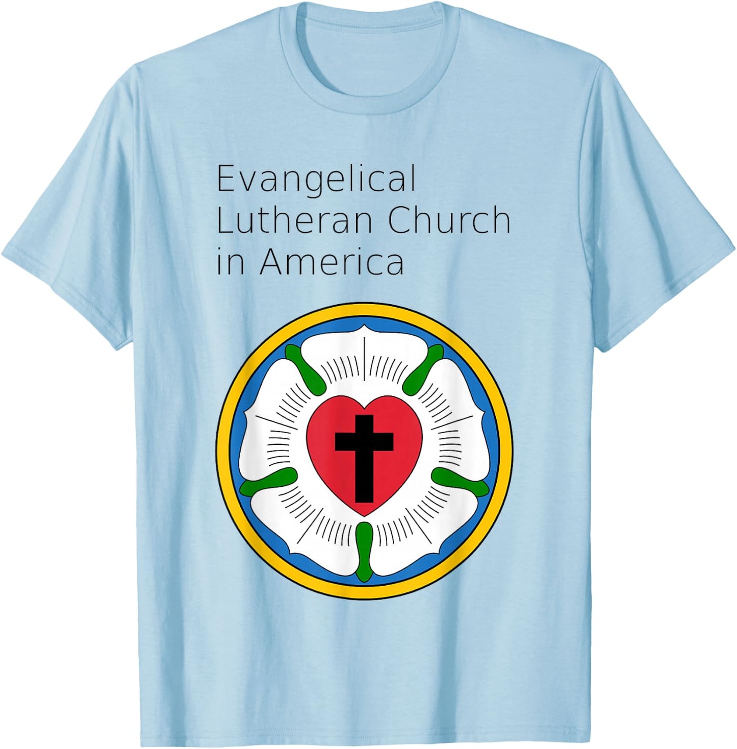ELCA Rose Seal Logo of the Evangelical Lutheran Church in America T-Shirt - T-Shirt | Light Blue