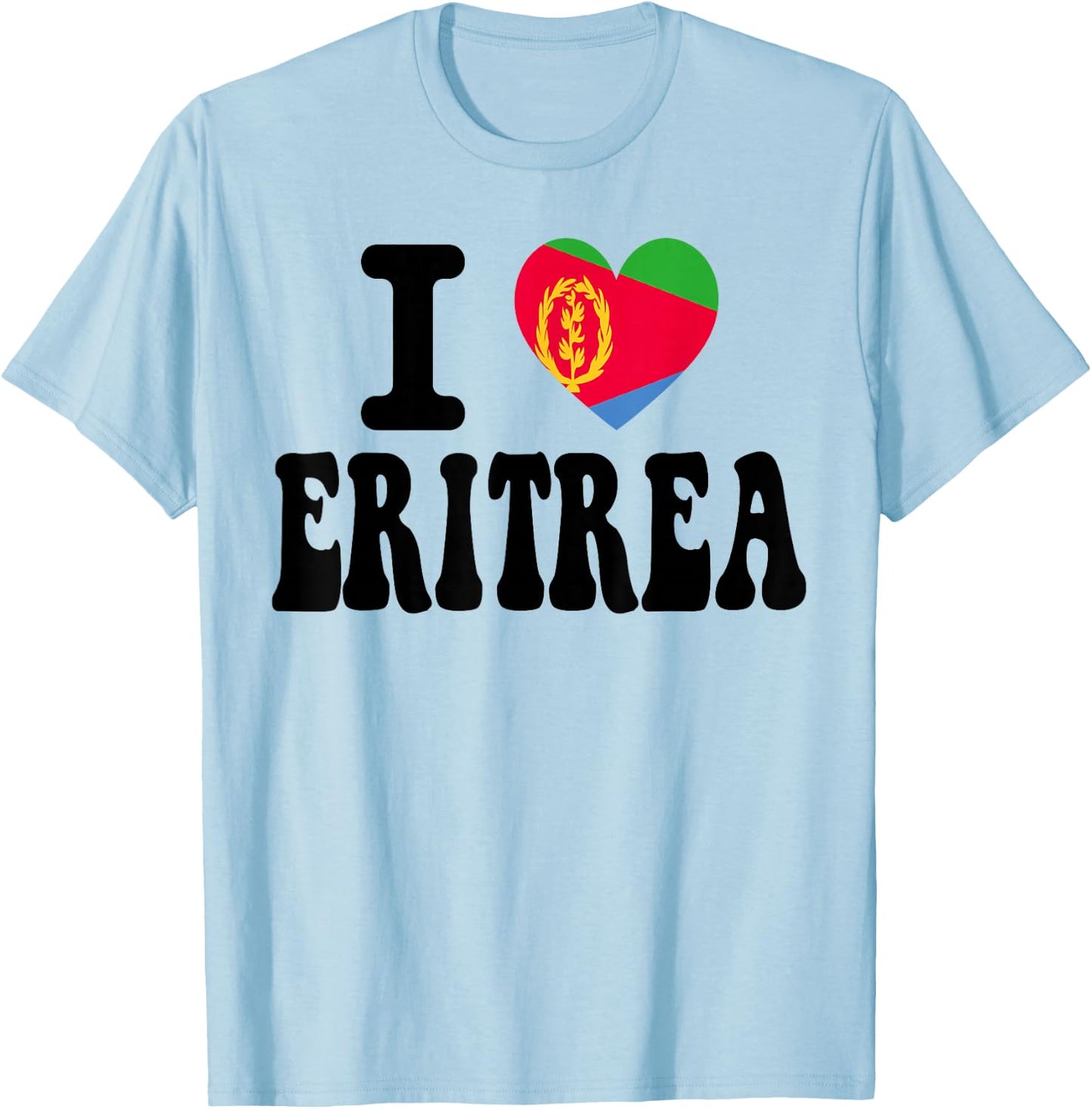I Love Eritrea Heart Flag Retro Travel Souvenir T-Shirt - T-Shirt | Light Blue