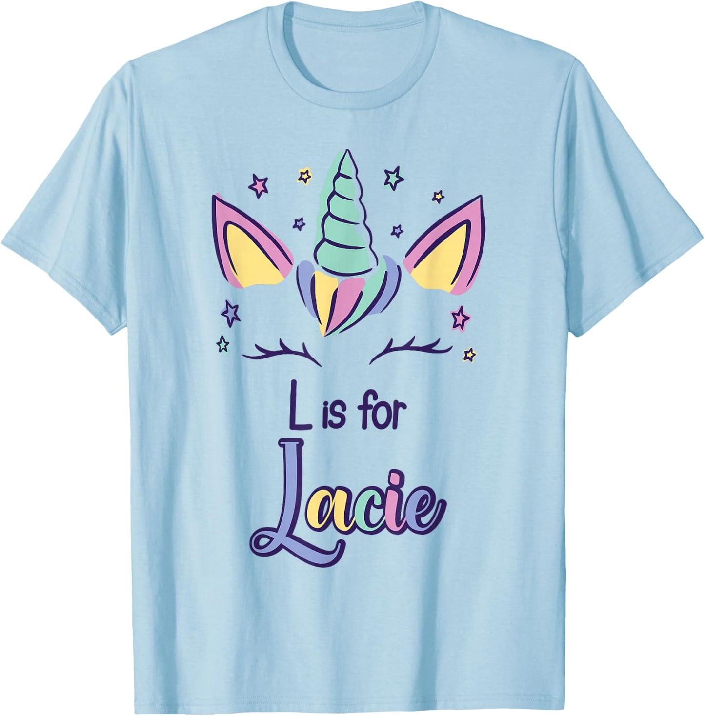 First Name Lacie Personalized L Is For Lacie T-Shirt - T-Shirt | Light Blue
