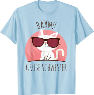 Big Sister 2022 Cool Cute Cat T-Shirt - T-Shirt | Light Blue