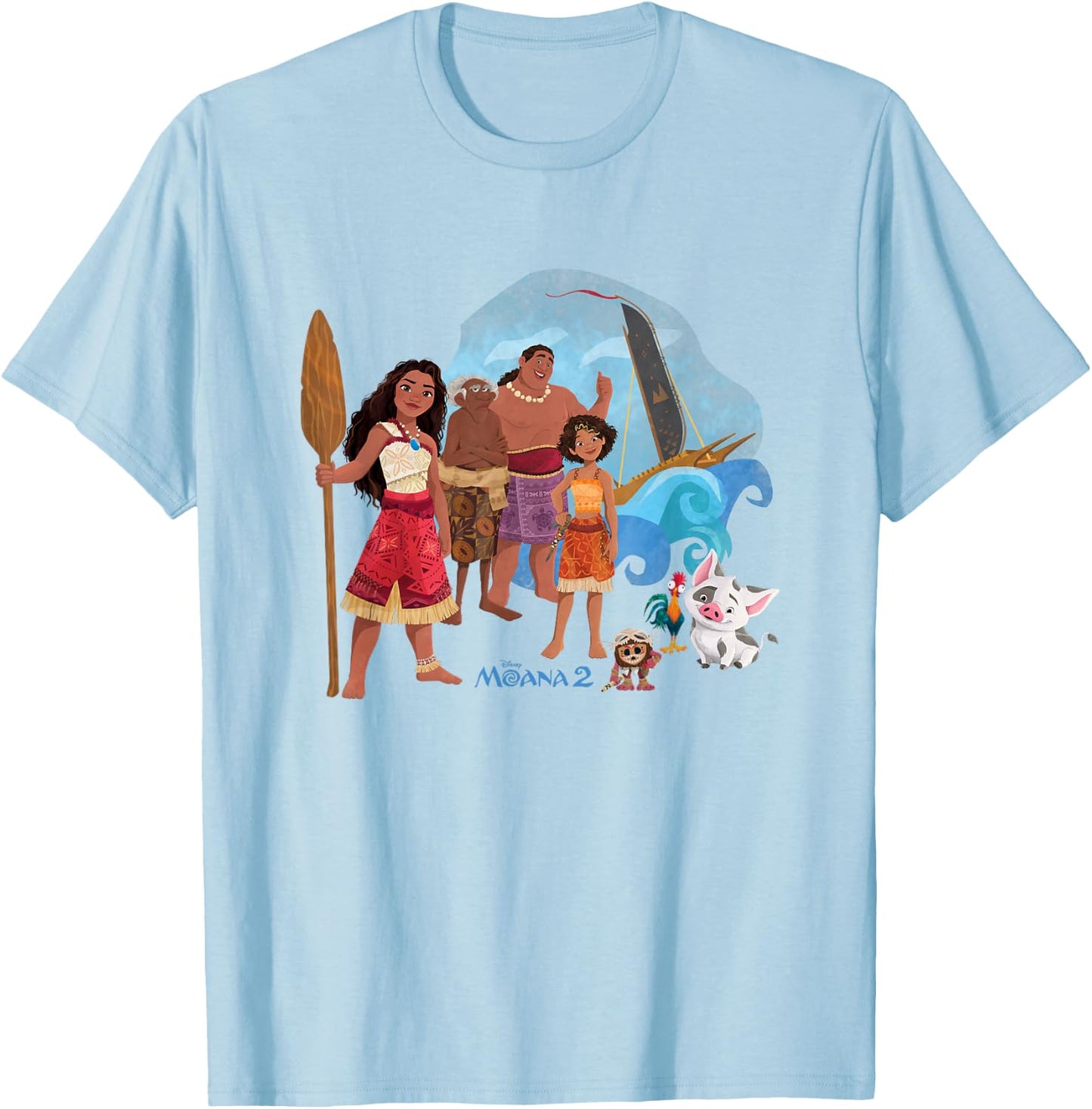 Disney Moana 2 Oceania Wayfinder Group Shot T-Shirt - T-Shirt | Light Blue