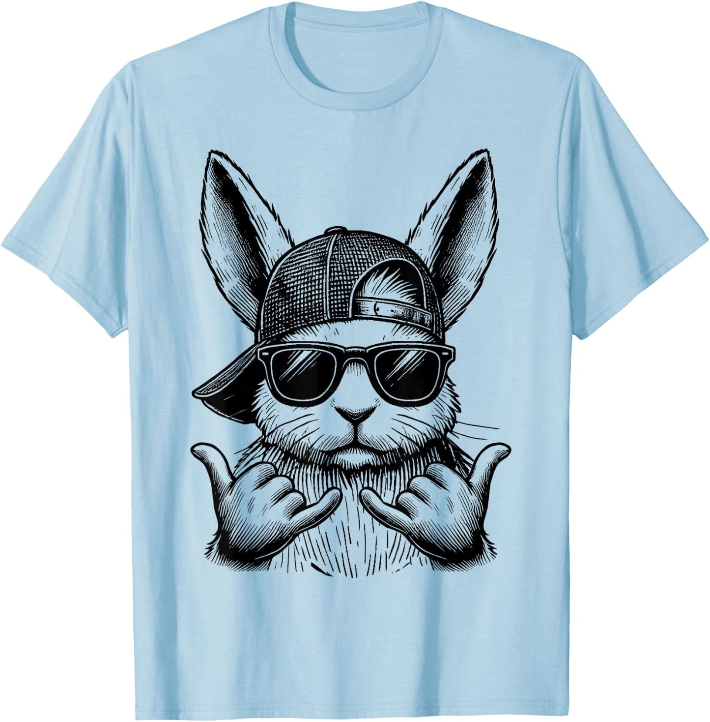 Cool Bunny Face Sunglasses Rabbit Easter Day Kids Boys T-Shirt - T-Shirt | Light Blue