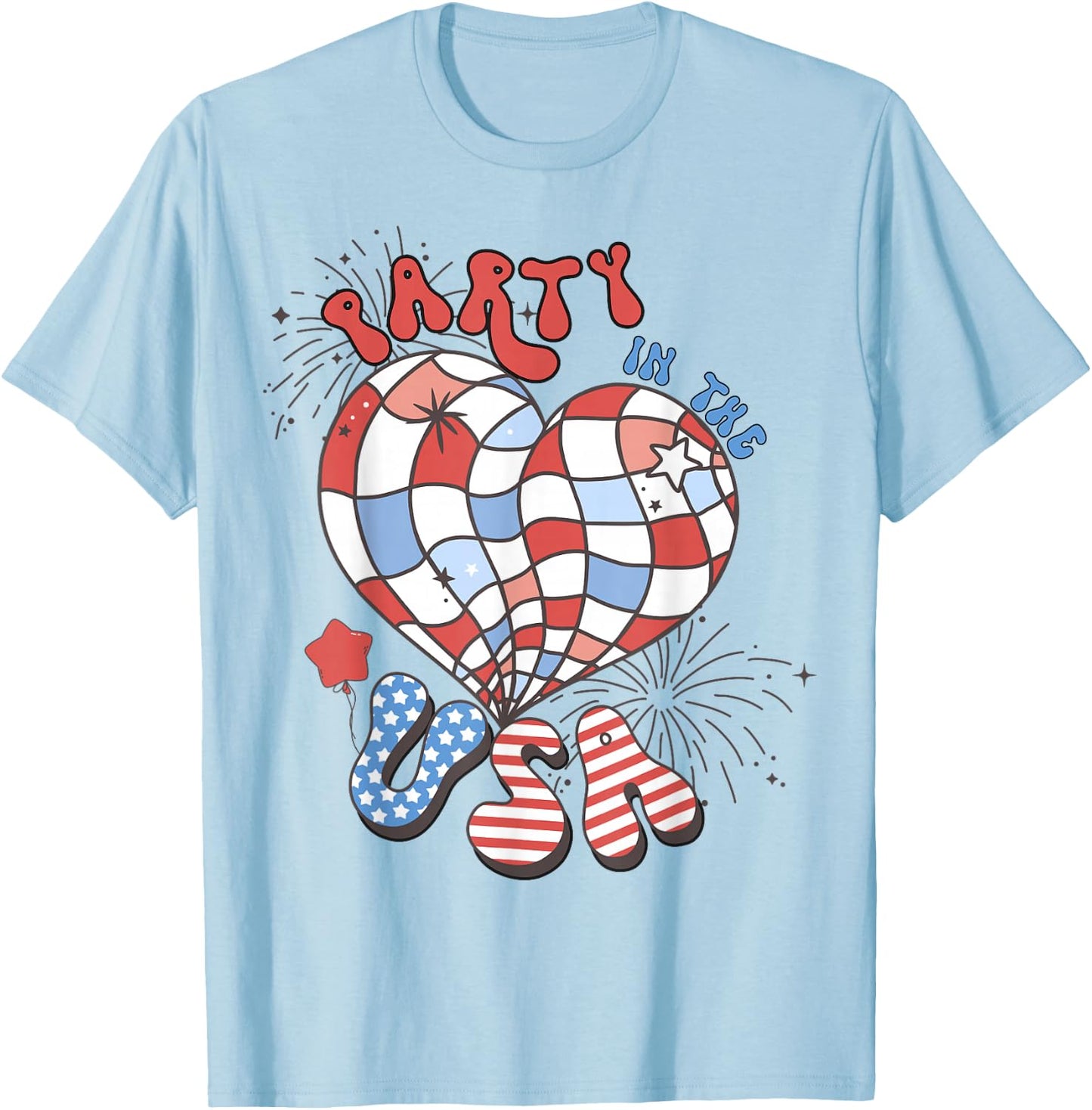 Party in The USA 4th of July America Independence Girl Women T-Shirt - T-Shirt | Light Blue