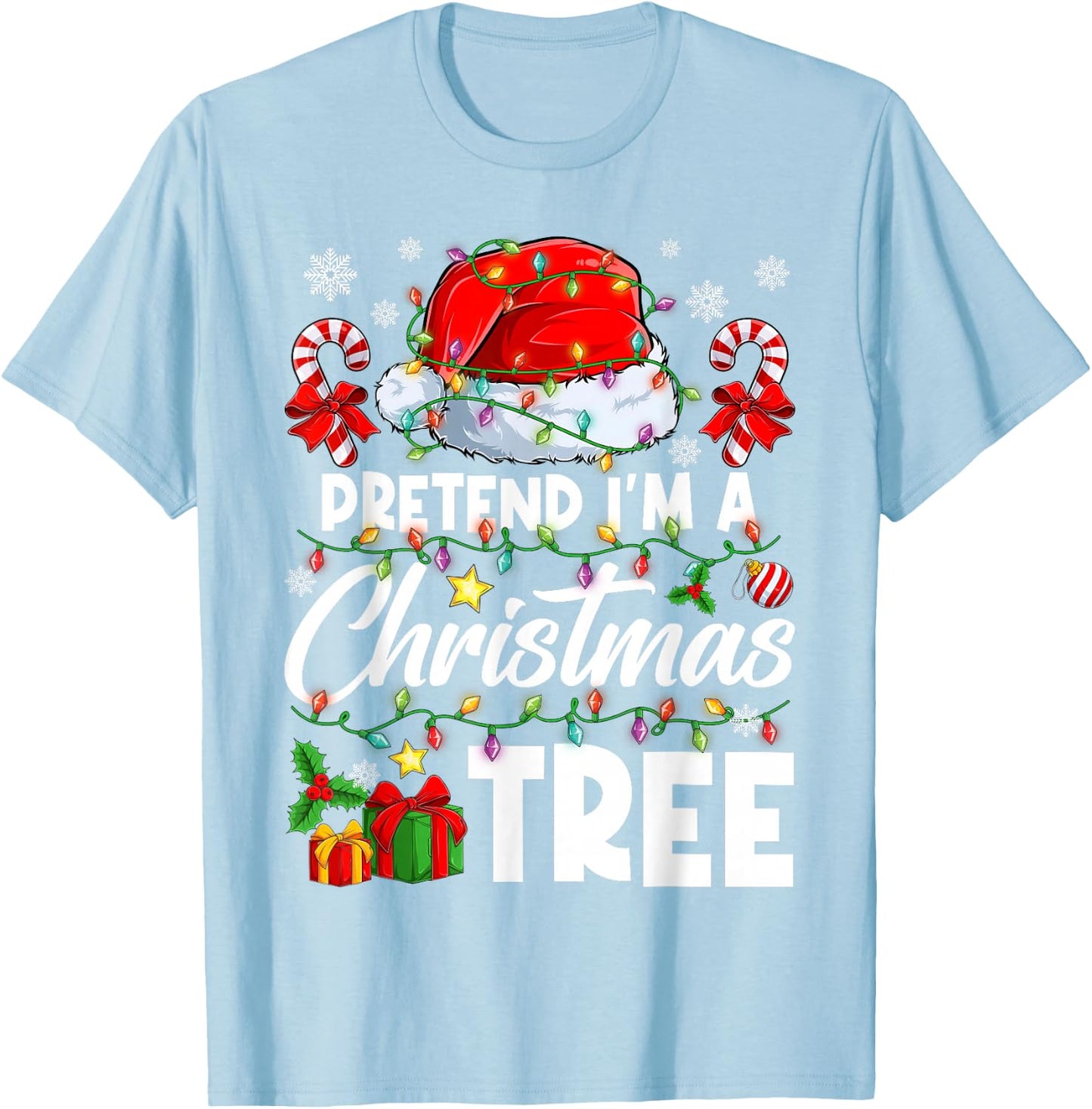 Pretend I'm A Christmas Tree Cosplay DIY Halloween Costume T-Shirt - T-Shirt | Light Blue