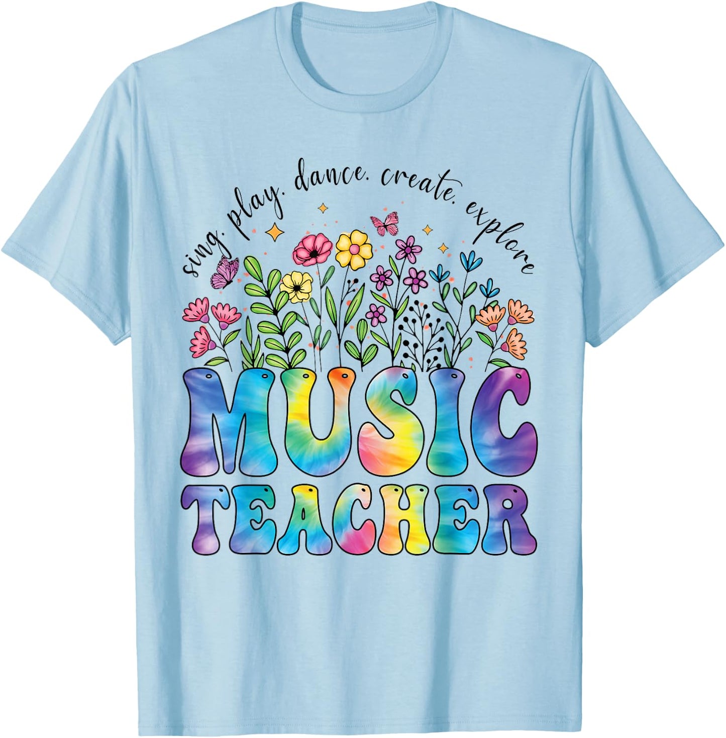 Music Teacher Sing Play Dance School Musicians Tie Dye Women Kids T-Shirt - T-Shirt | Light Blue