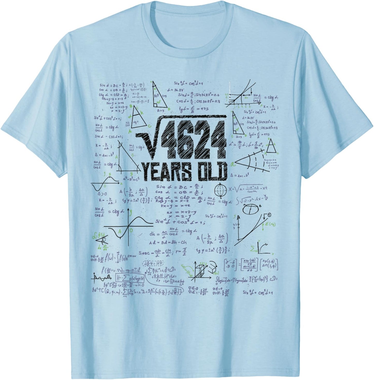 Square Root Of 4624 Years Old for Math Nerd 68th Birthday T-Shirt - T-Shirt | Light Blue