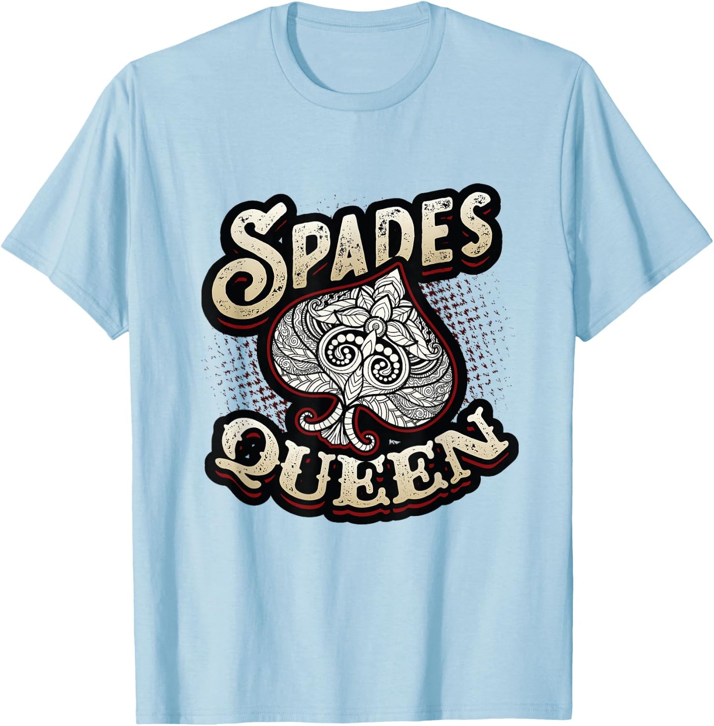 Spades Queen Spades Card Game T-Shirt - T-Shirt | Light Blue