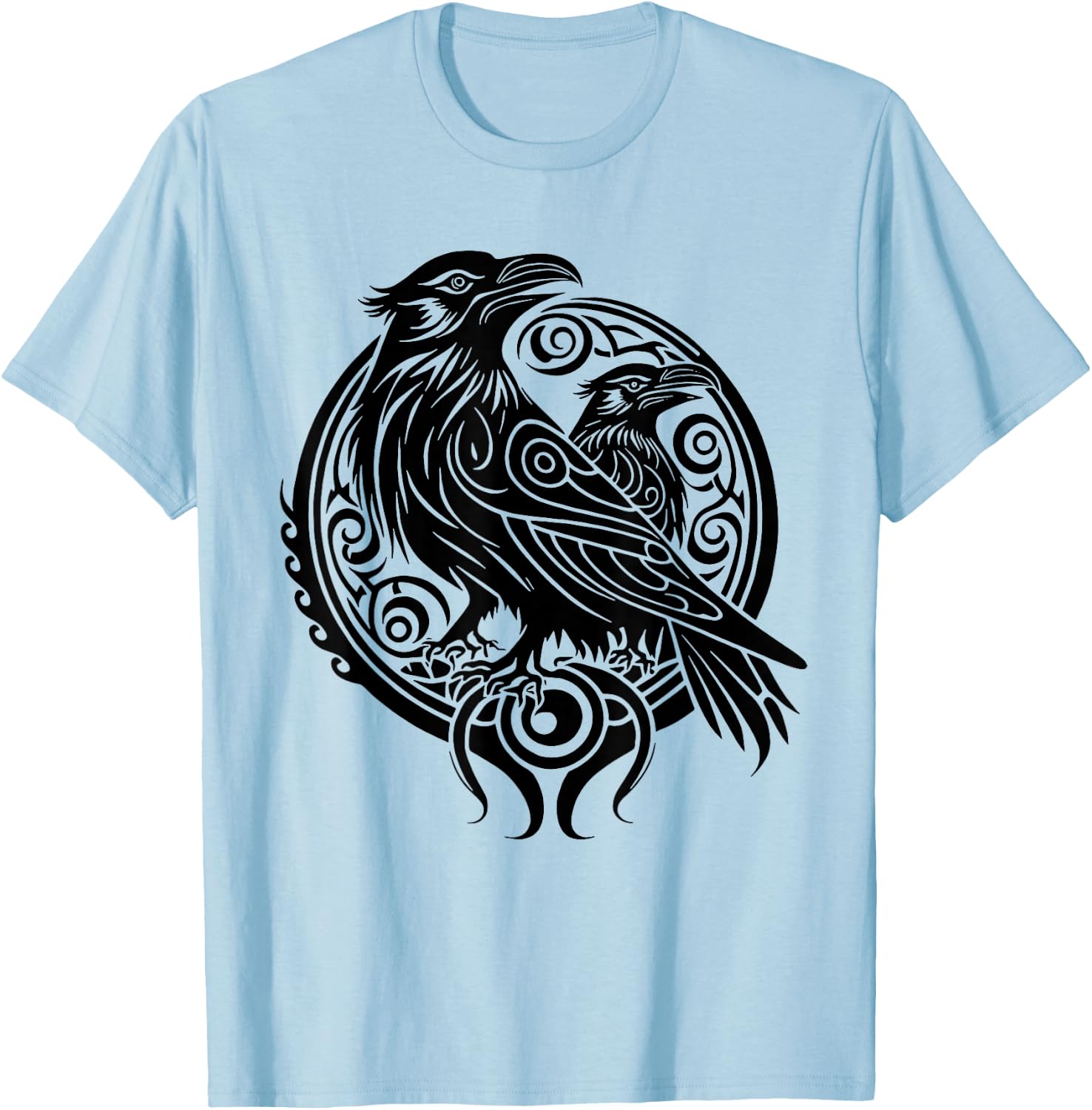 Odin Ravens Nordic Mythology Viking Celtic Bird Animal T-Shirt - T-Shirt | Light Blue