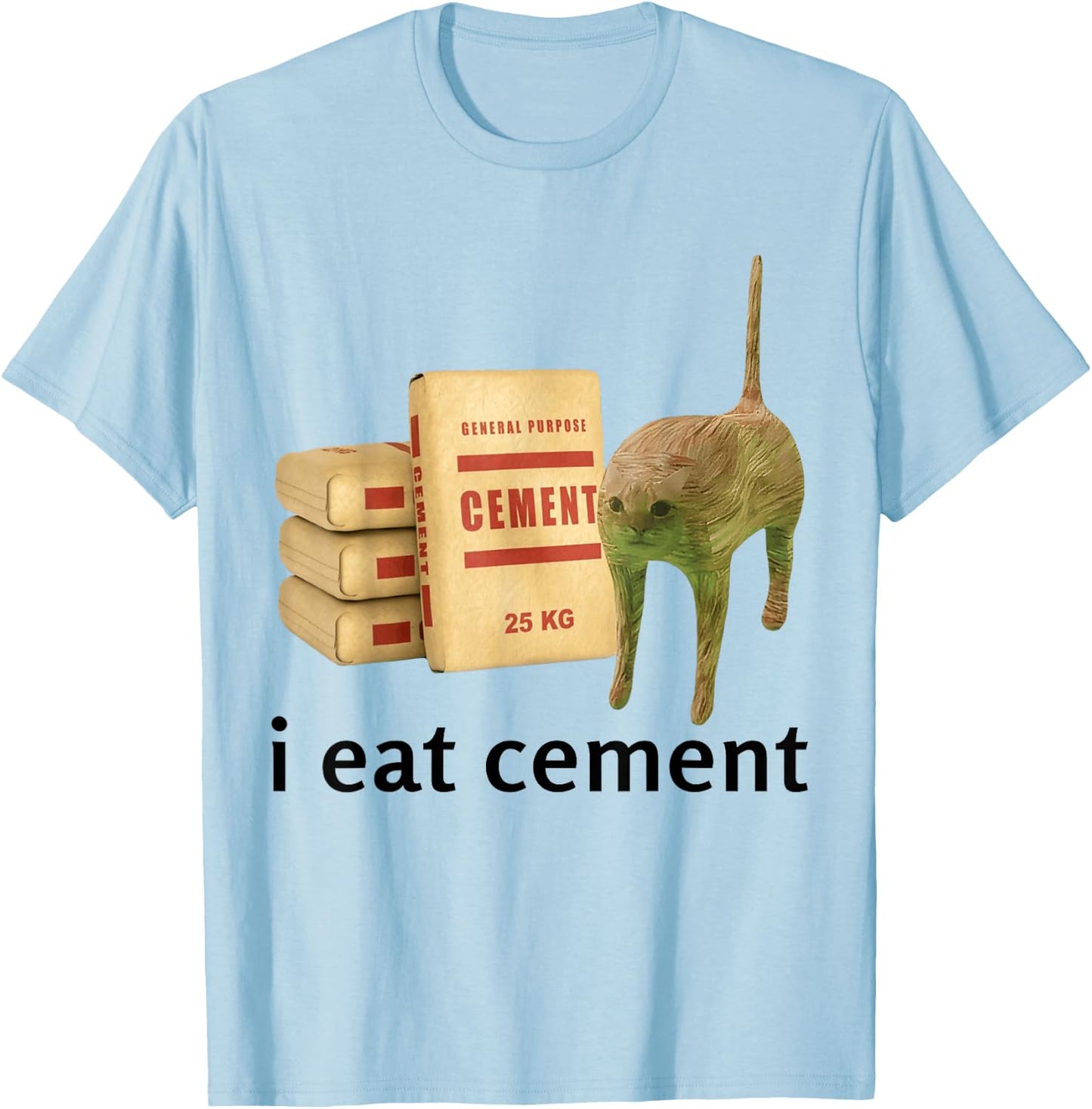 I Eat Cement Cat Shirt Kids Funny Dank Cat Meme T-Shirt - T-Shirt | Light Blue