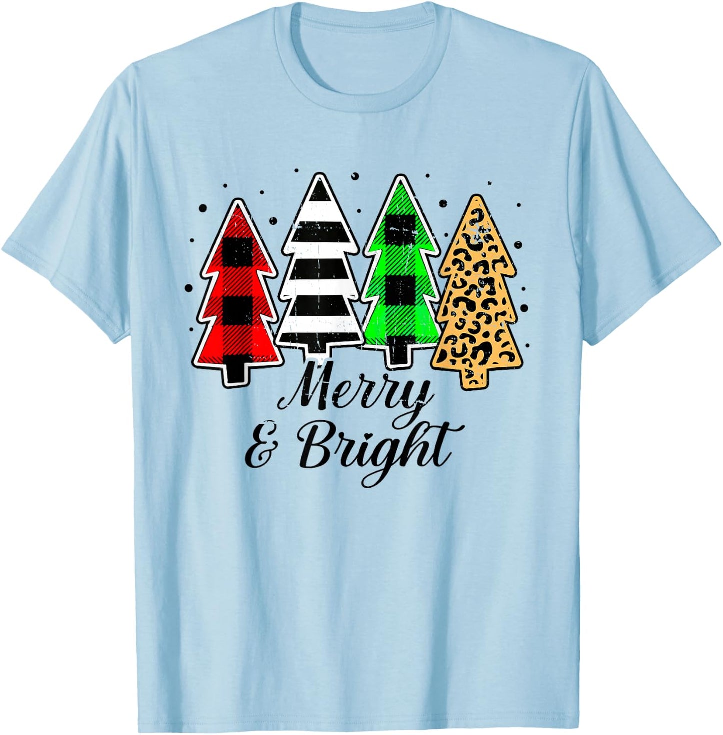 Merry and bright christmas family pajamas matching men women T-Shirt - T-Shirt | Light Blue
