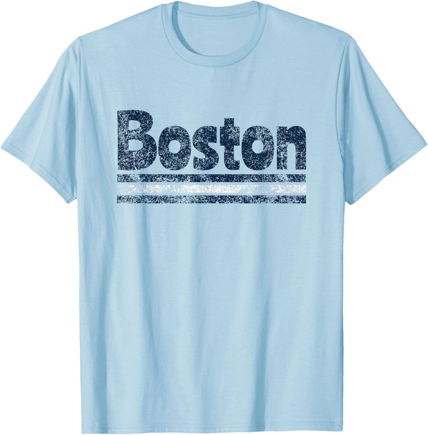 Boston Massachusetts Retro Vintage Weathered Throwback T-Shirt - T-Shirt | Light Blue