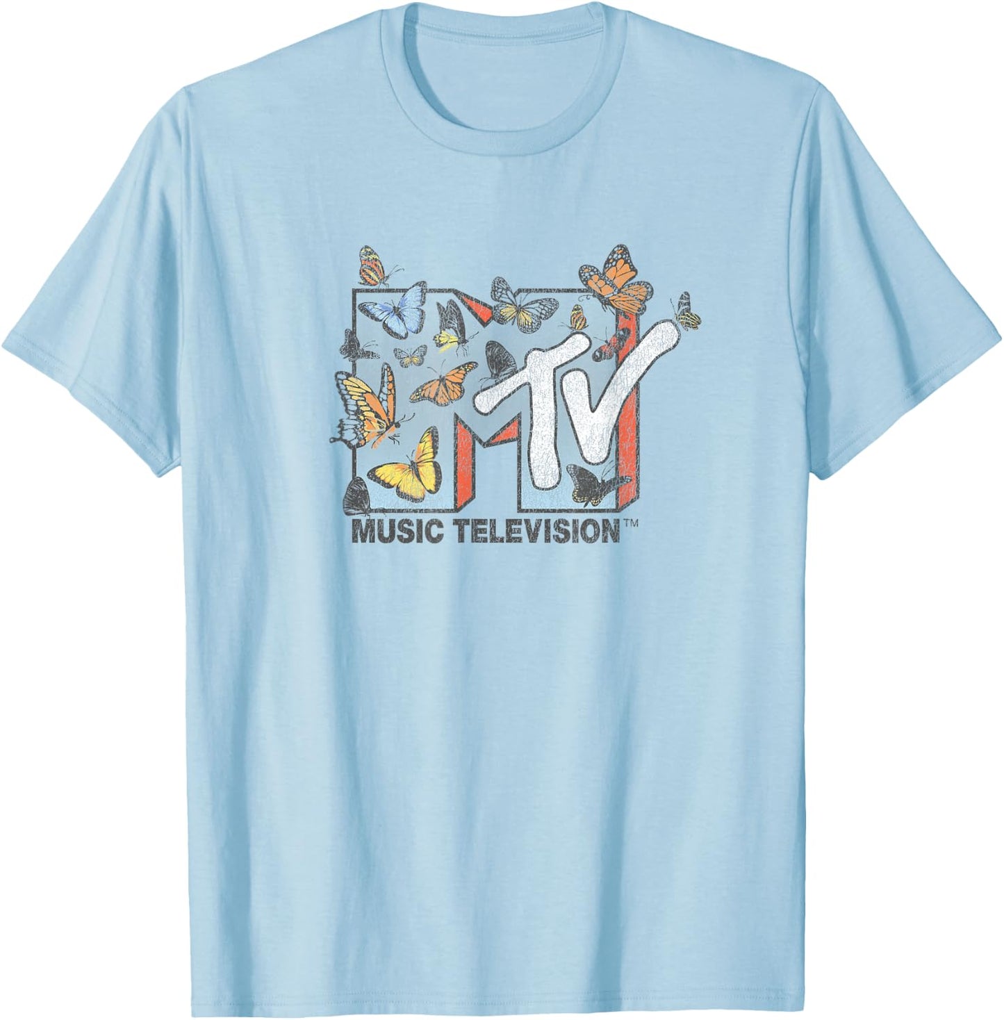 MTV Lots of Butterflies MTV Logo Small T-Shirt - T-Shirt | Light Blue