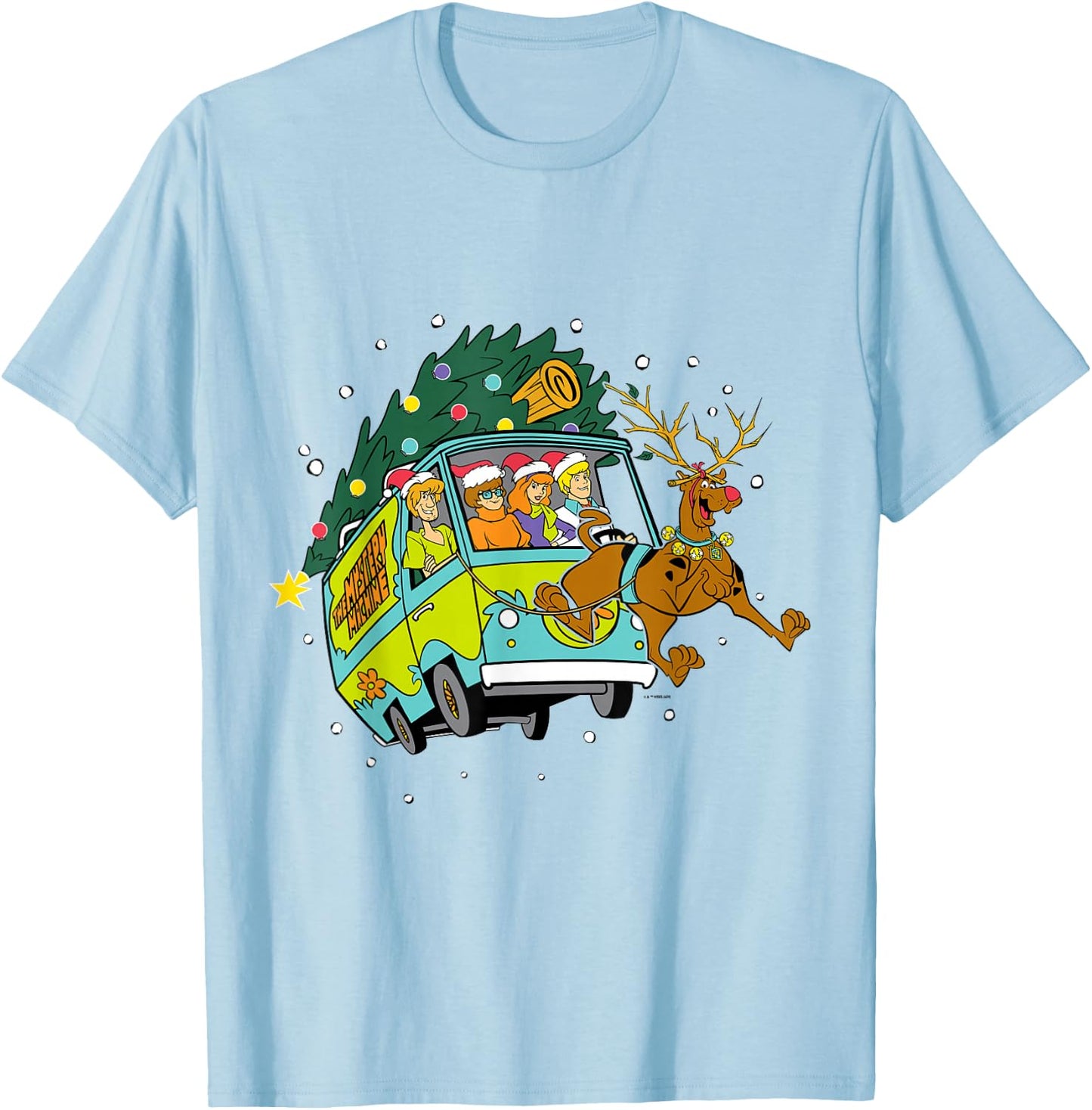 Christmas Scooby Doo Mystery Machine Reindeer Gang T-Shirt - T-Shirt | Light Blue