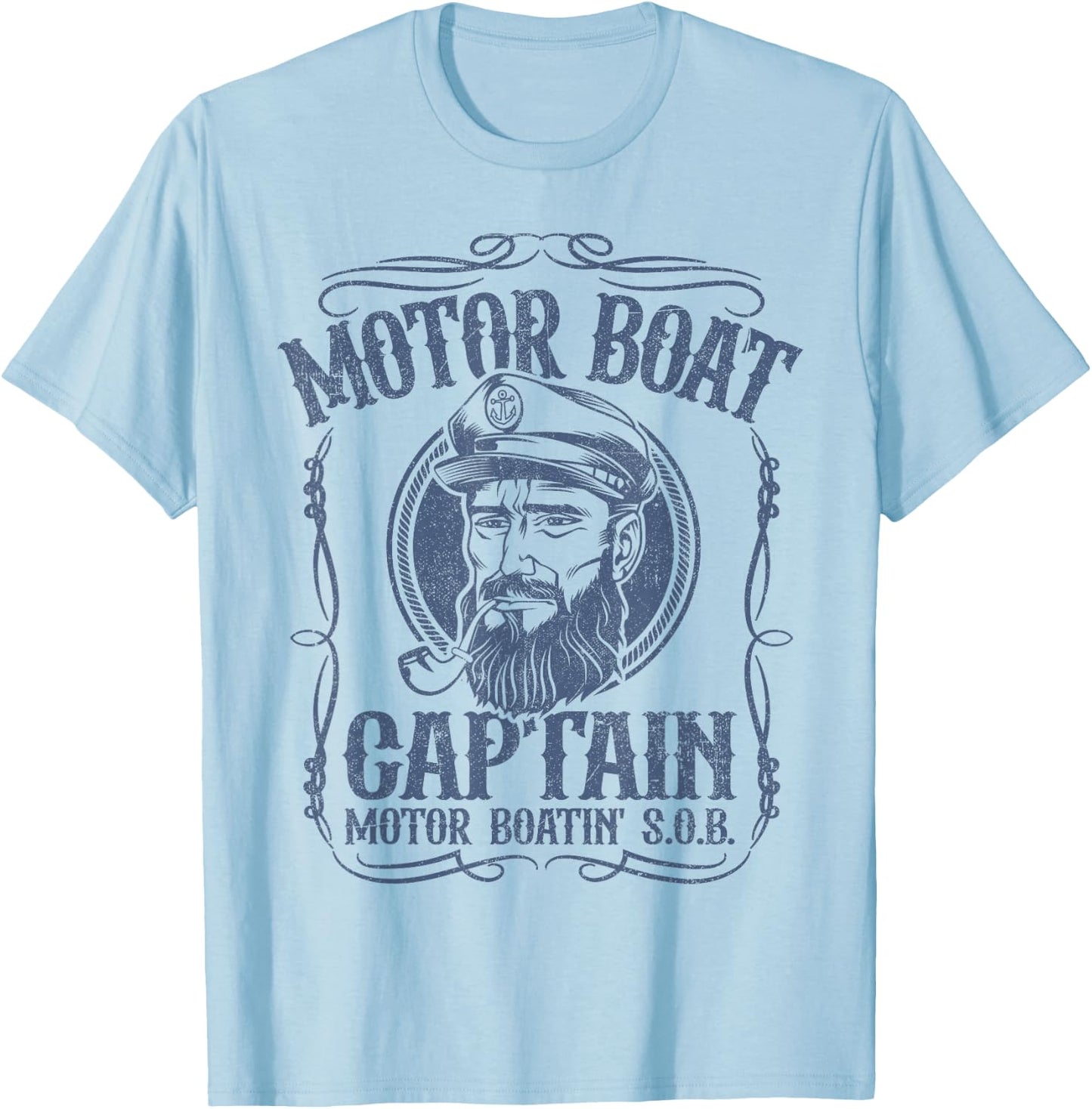 Motor Boat Captain Funny Pontoon Boating Motor Boatin Lake T-Shirt - T-Shirt | Light Blue