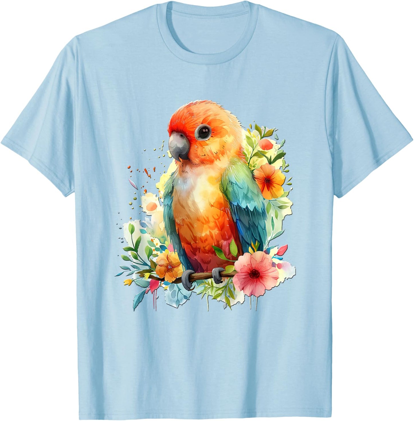 Baby Papagei mit Blumen süße Papageien Mädchen Tochter Sohn T-Shirt - T-Shirt | Light Blue