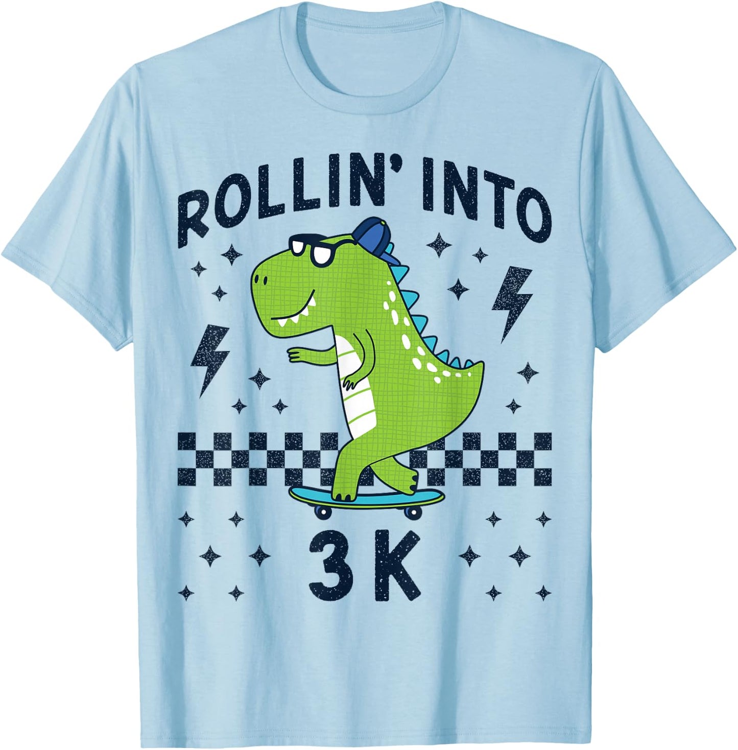 Rollin Into 3K Dinosaur Back to School Kid I’m Ready for 3 K T-Shirt - T-Shirt | Light Blue