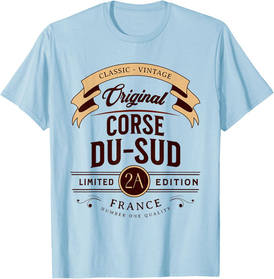 Vintage South Corsica Department France , grey, S T-Shirt - T-Shirt | Light Blue