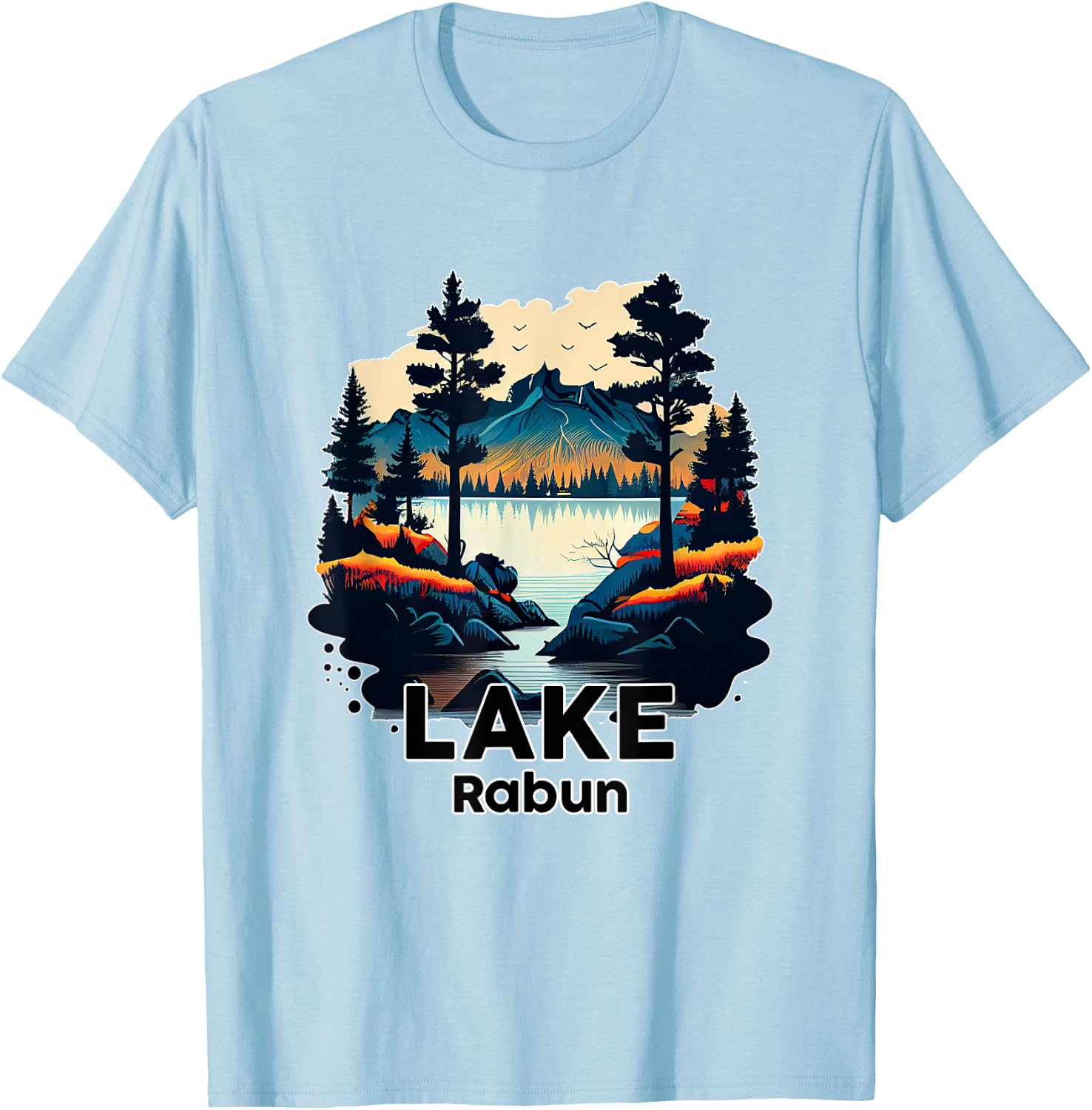 Lake Rabun Retro Minimalist Lake Rabun T-Shirt - T-Shirt | Light Blue