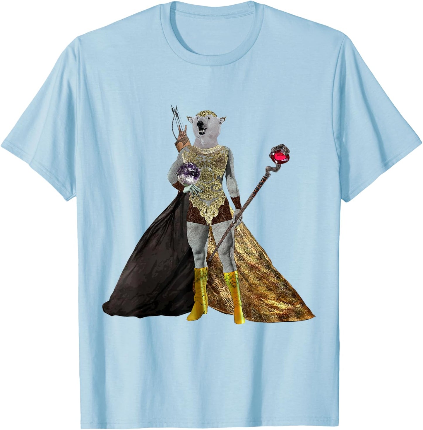 Alyse The Gold Elf Polar Bear Sorceress T-Shirt - T-Shirt | Light Blue