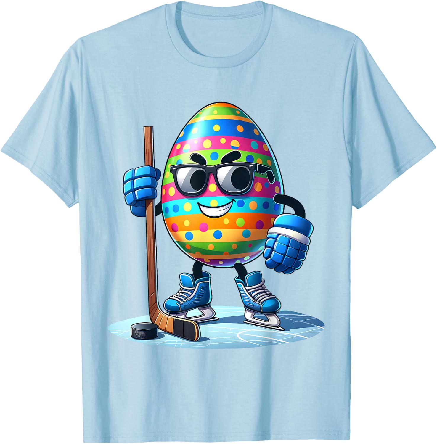 Easter Hockey Lovers Eggs Egg Bunny Rabbits Men Women Boys T-Shirt - T-Shirt | Light Blue