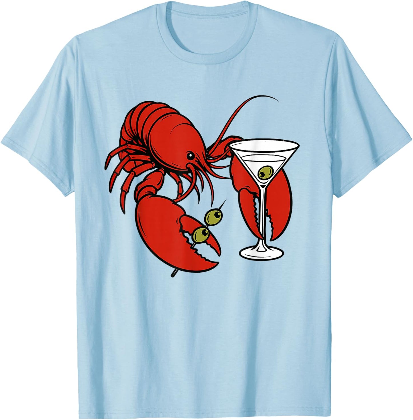 Martini Cocktail Lover Seafood Lobster Drinking Martini T-Shirt - T-Shirt | Light Blue