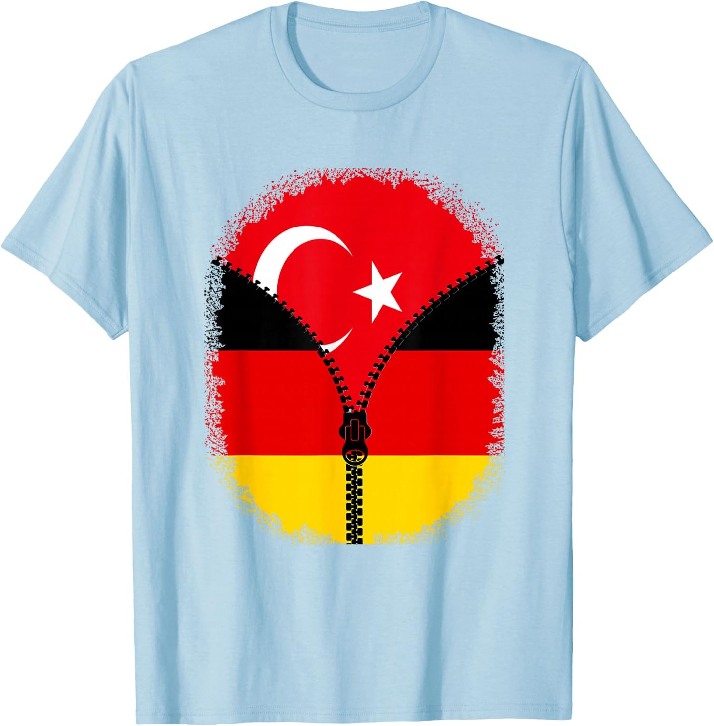 Turkey Germany Flag Turkish German Zipper T-Shirt - T-Shirt | Light Blue