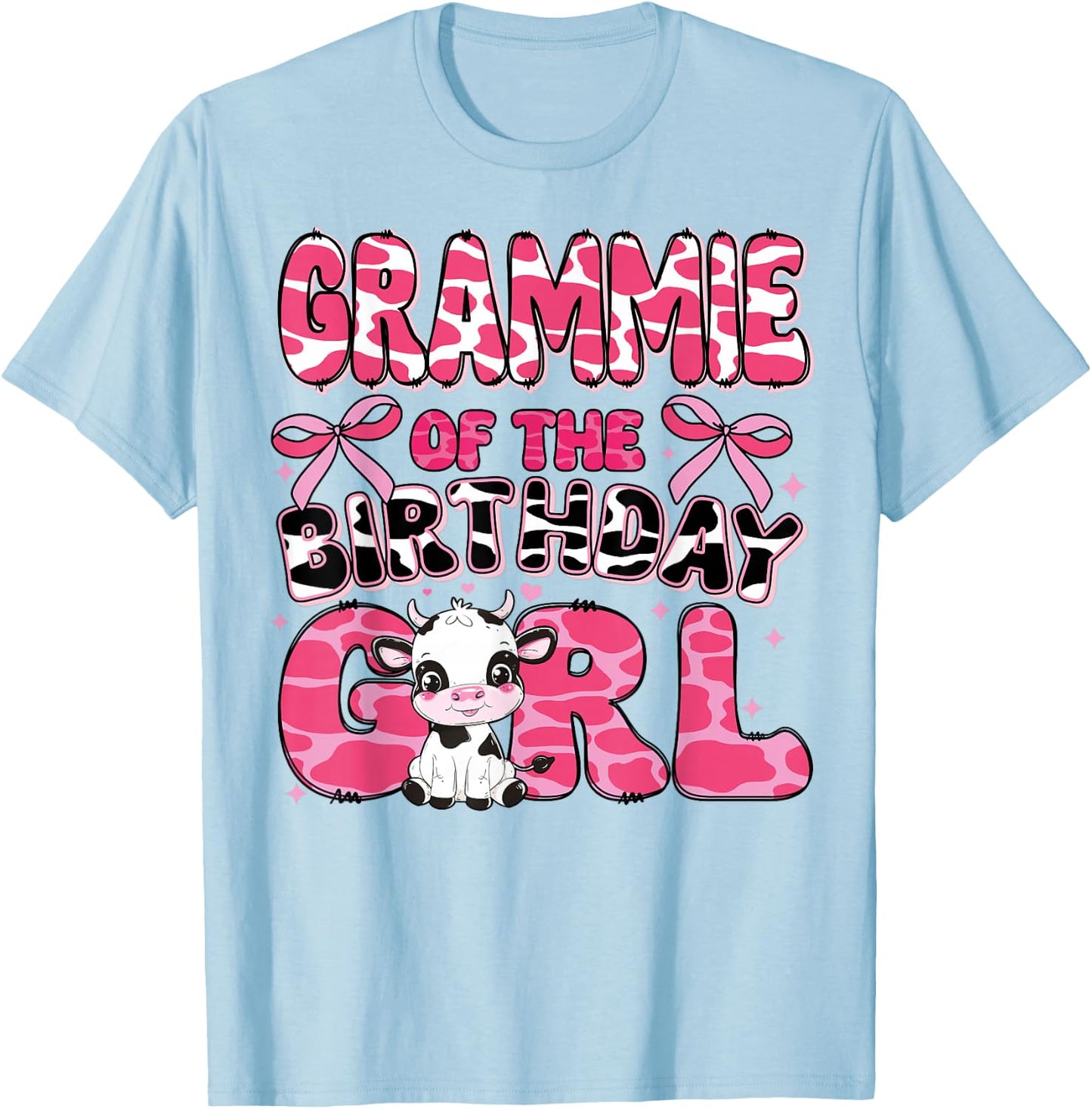 Grammie of the Birthday Girl Cow Farm 1st Birthday Family T-Shirt - T-Shirt | Light Blue