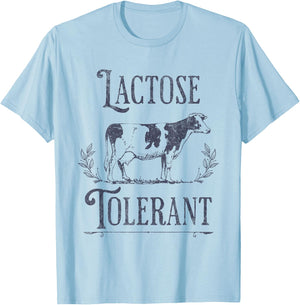 Lactose Tolerant Vintage Cow Funny Oddly Specific Meme T-Shirt - T-Shirt | Light Blue