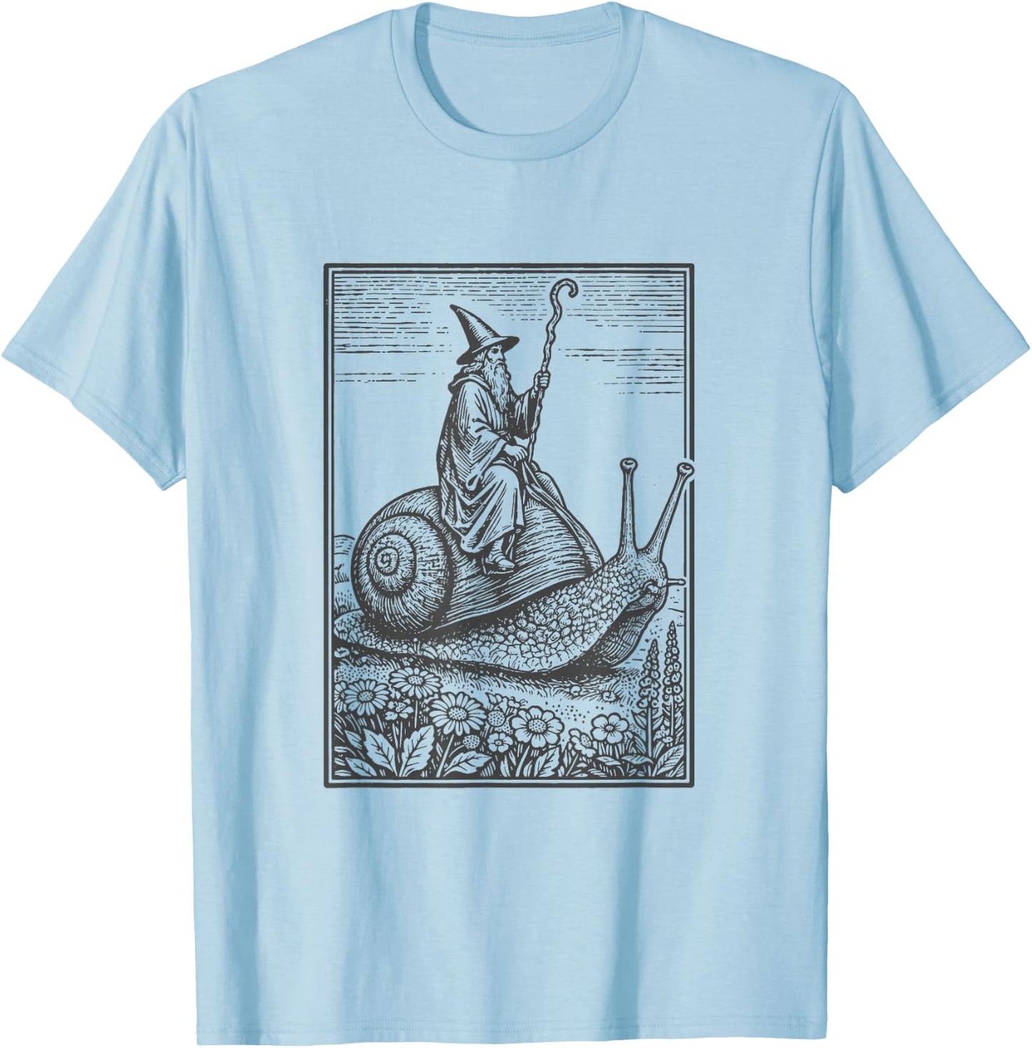 Zauberer, Magier, reitet auf Einer großen Schnecke, lustig T-Shirt - T-Shirt | Light Blue