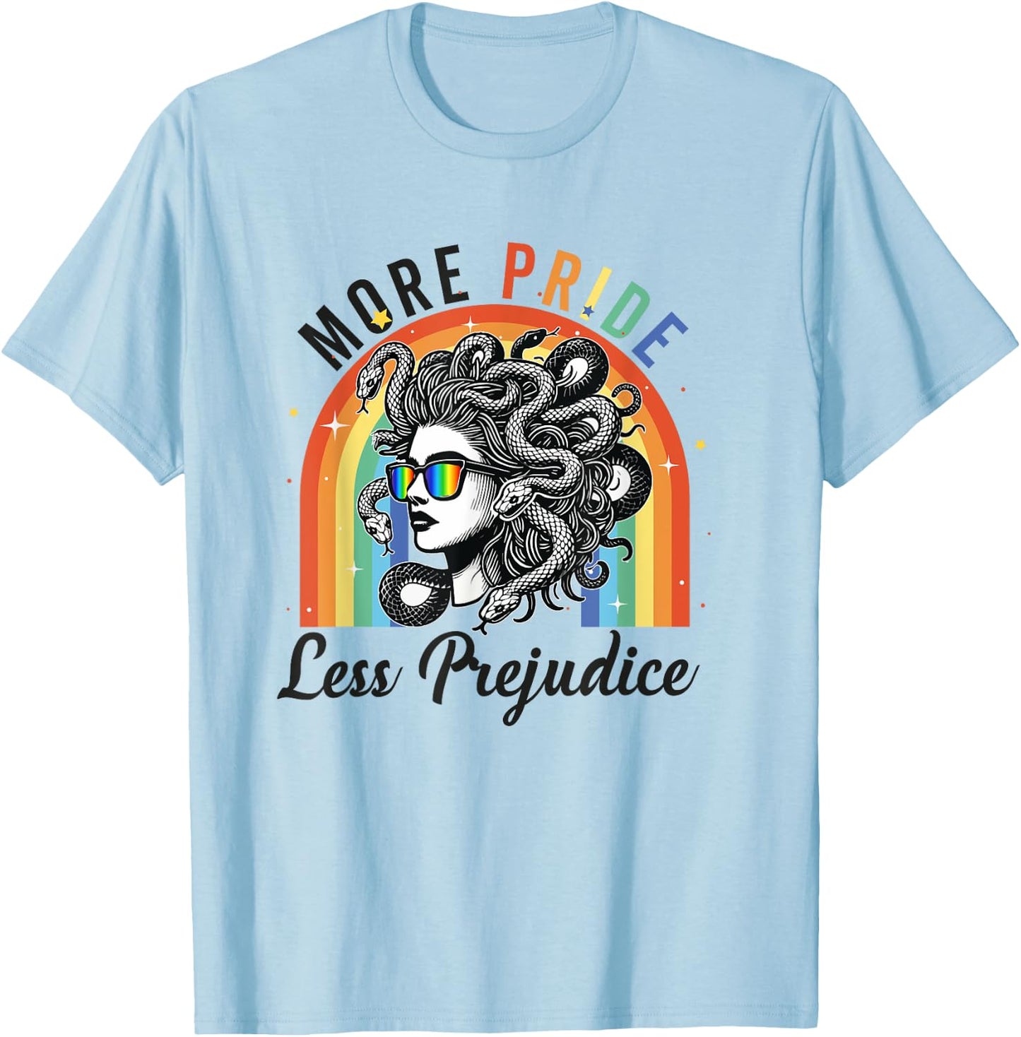 More Pride Less Prejudice LGBT Pride Month T-Shirt - T-Shirt | Light Blue