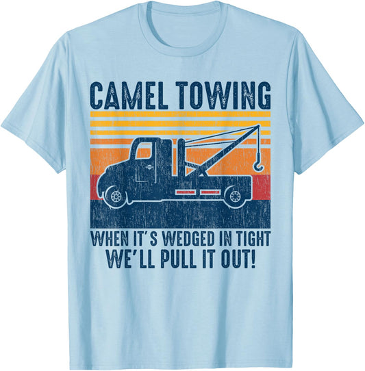Vintage Camel Towing Funny Tow Truck T-Shirt - T-Shirt | Light Blue
