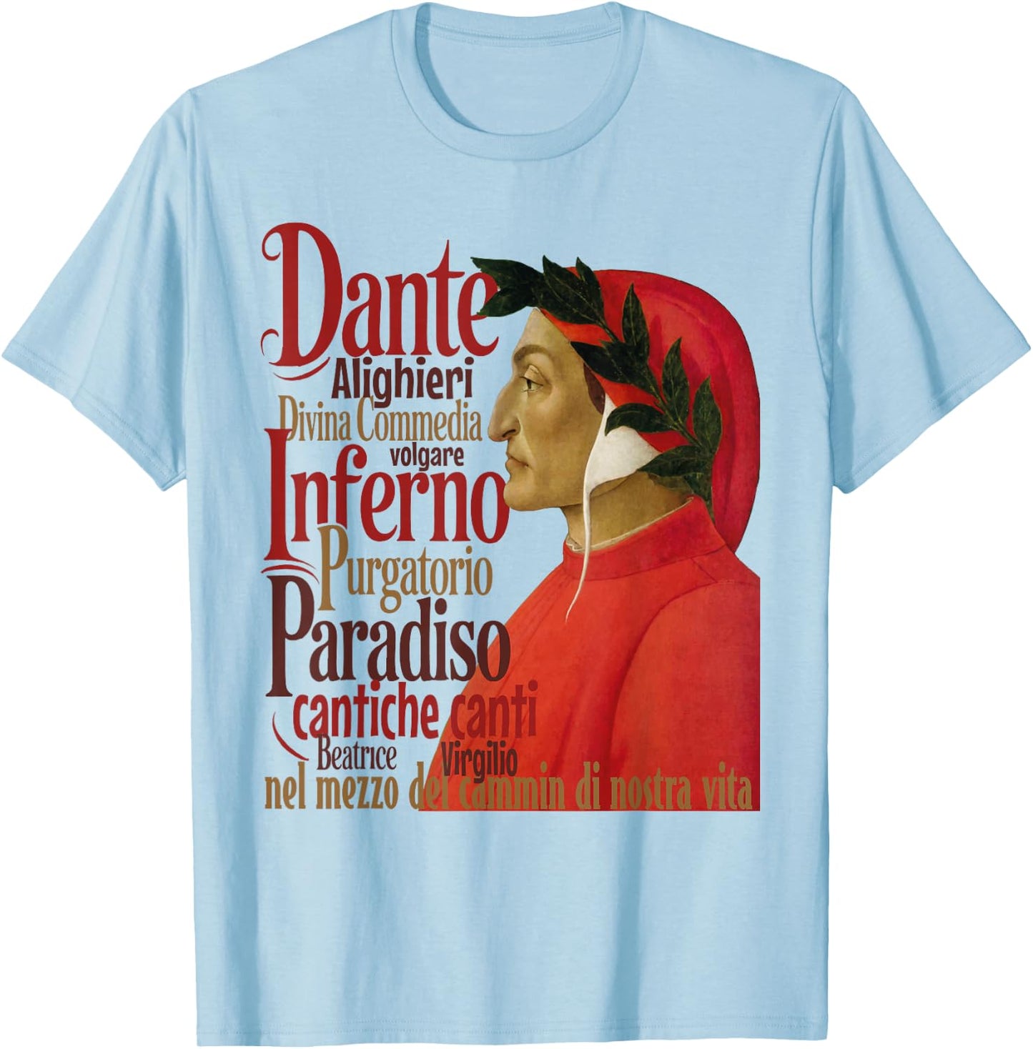 Dante Alighieri de Sandro Botticelli la Divine Comédie T-Shirt - T-Shirt | Light Blue