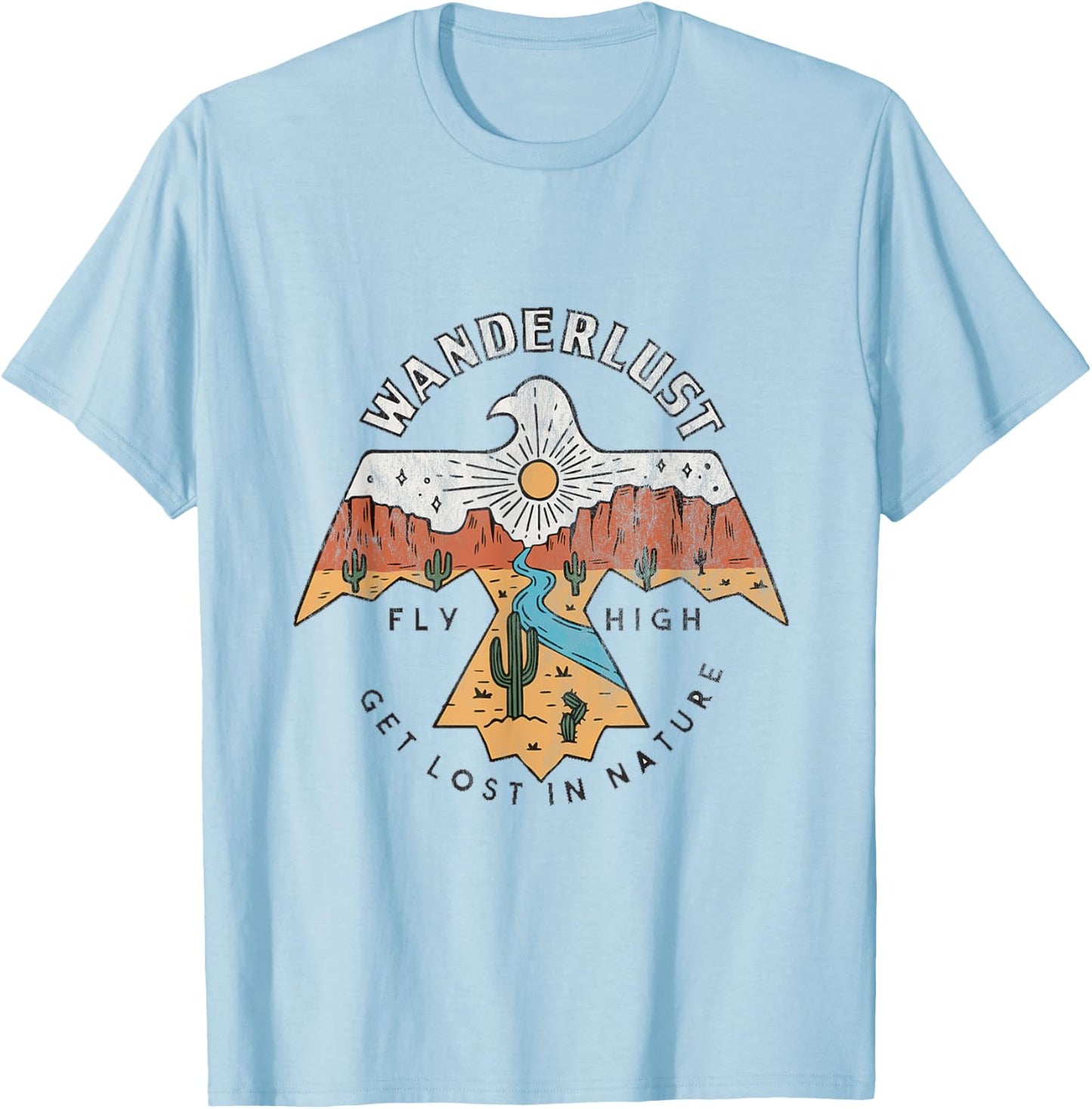 Arizona Wanderlust Thunderbird,Desert Vibes Retro T-Shirt - T-Shirt | Light Blue