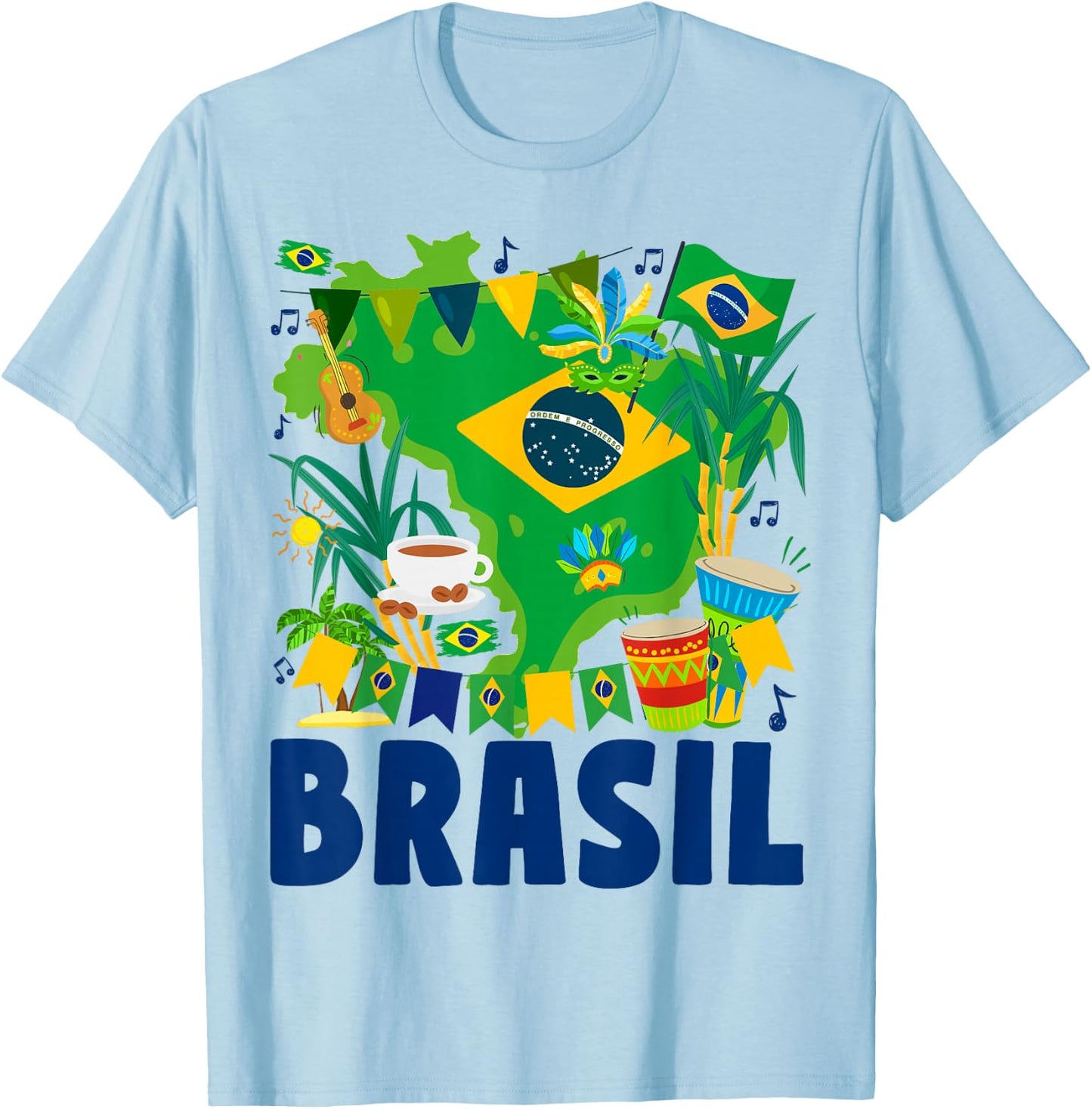 Brazil Flag - Outfit Idea - Brazilian Flag T-Shirt - T-Shirt | Light Blue