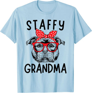 Staffy Grandma Staffordshire Bull Terrier Nana Mother's Day T-Shirt - T-Shirt | Light Blue