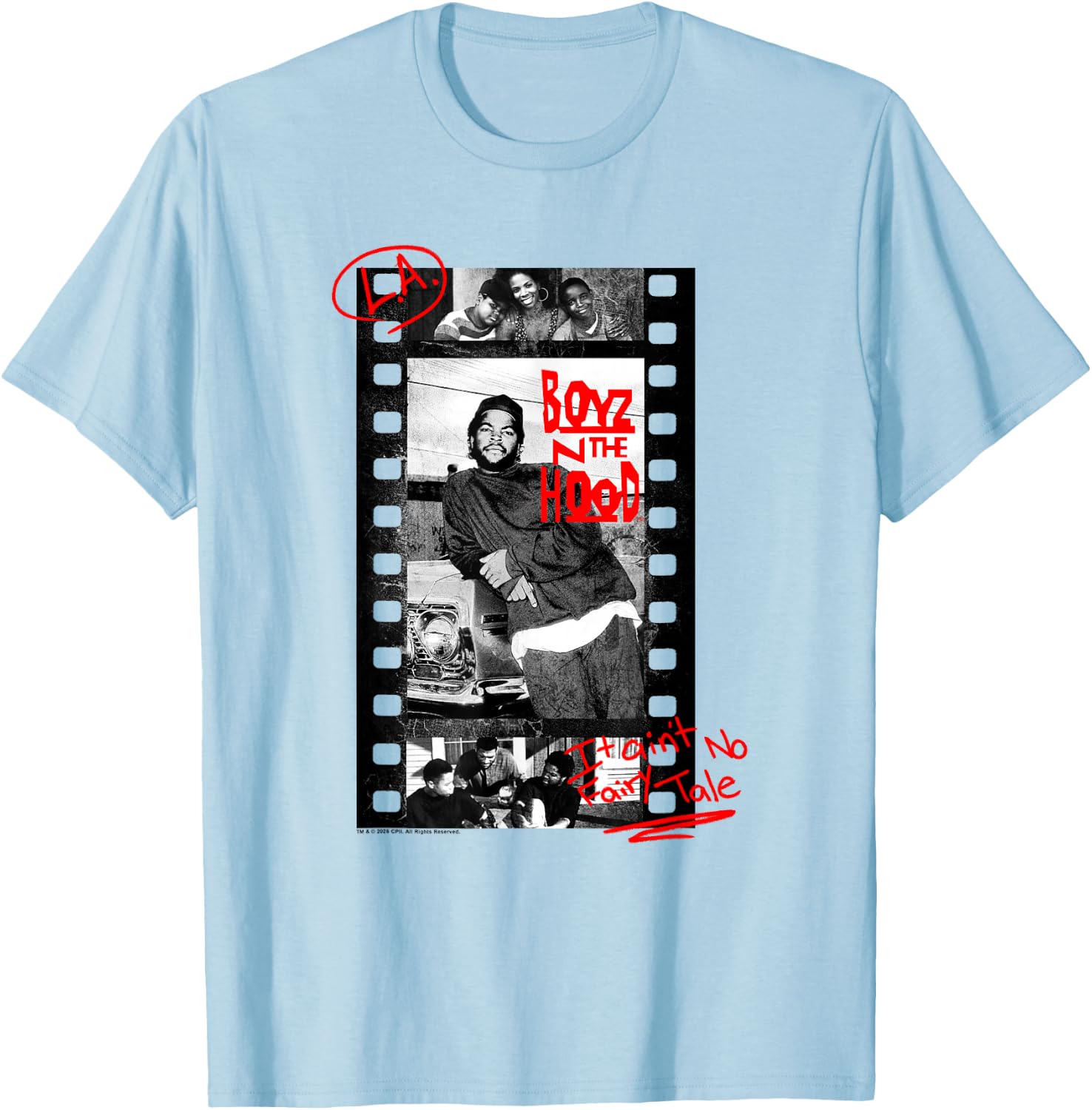 Boyz n The Hood Vintage Marked Up Film Strip 90's Movie T-Shirt - T-Shirt | Light Blue