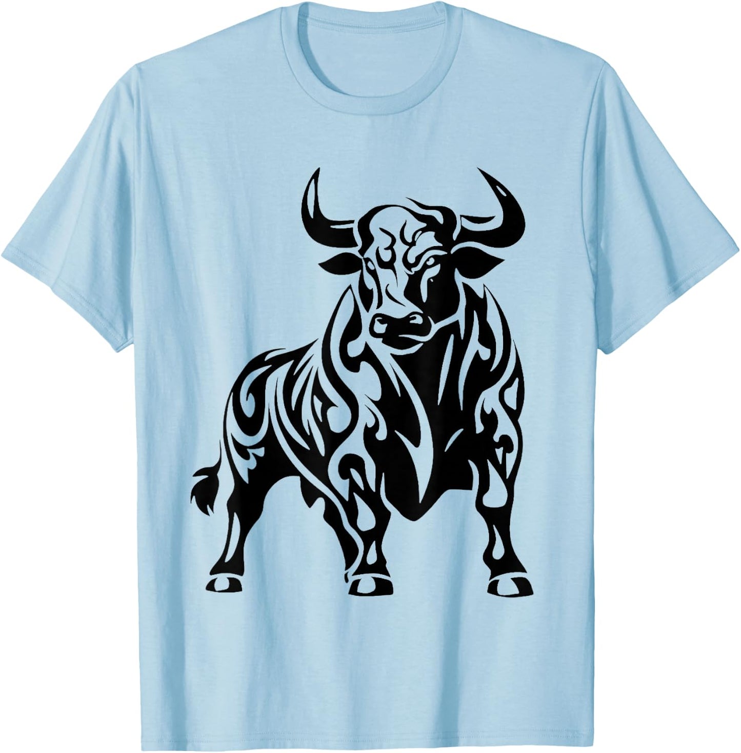Wild and Mighty Bull - Majestic Pattern , grey, S T-Shirt - T-Shirt | Light Blue
