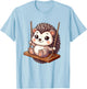 Swinging Hedgehog on a Swing , White T-Shirt - T-Shirt | Light Blue