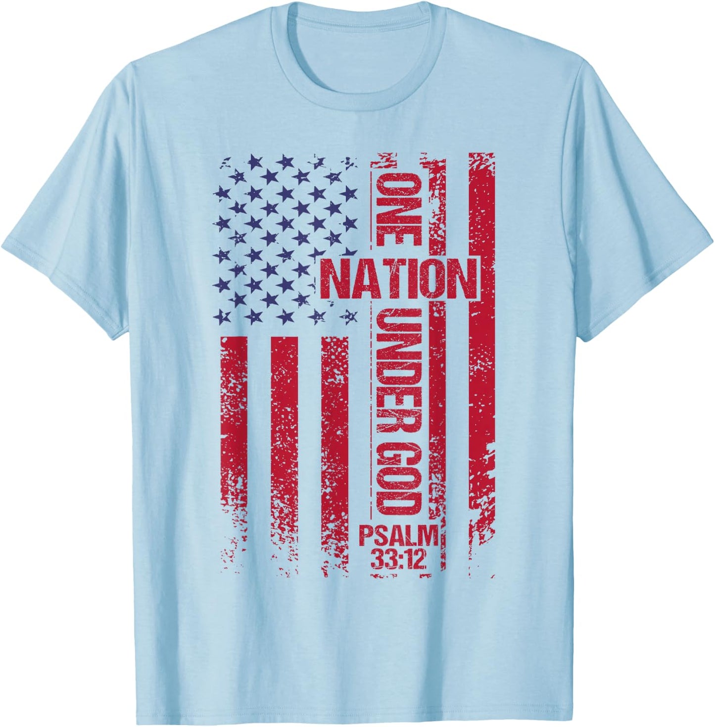 One Nation Under God Flag 4th of July Patriotic Christian T-Shirt - T-Shirt | Light Blue